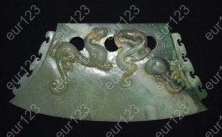 Fine Chinese Qing Dy Jade Pair Dragon Ax Figure photo
