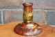 Pokerwork Candlestick 1930s Signed Mm Australian Poinsettia Woodenware photo 1