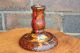 Pokerwork Candlestick 1930s Signed Mm Australian Poinsettia Woodenware photo 3