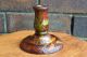 Pokerwork Candlestick 1930s Signed Mm Australian Poinsettia Woodenware photo 4