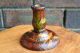 Pokerwork Candlestick 1930s Signed Mm Australian Poinsettia Woodenware photo 5