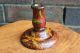 Pokerwork Candlestick 1930s Signed Mm Australian Poinsettia Woodenware photo 6