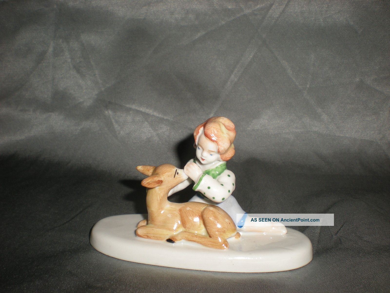 Metzler Ortloff Deutschland Porcelain Girl With Deer Figure Figurines photo