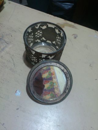 Exquisite Antique Dutch Face Powder Pot Electroplated Carved Bronze photo