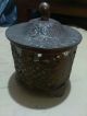 Exquisite Antique Dutch Face Powder Pot Electroplated Carved Bronze Metalware photo 3