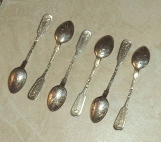 1887.  Fine Set Of Six Russian Coffee Spoons With Floral Decoration. photo