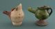 Two Late Medieval Pottery Toy Whistles - Green Tudor Glaze - 15th/16th Century. British photo 1