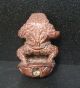 A647: Japanese Wood Carving Ware Netsuke Frog Of Sumo Wrestler With Sign Netsuke photo 2