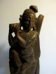 Rare Antique Wood Carved Statue Figure Playing Flute – African Oriental Tribal ? Sculptures & Statues photo 1