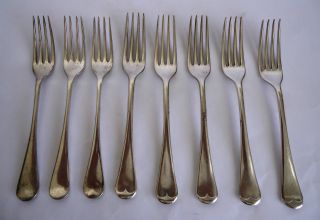 Eight (8) Dixon Silver (ep) Vintage Dessert Forks. photo
