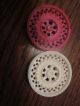 2 Ox Bone Carved Cantonese Checkers Or Poker Chip,  White And Red Other photo 1