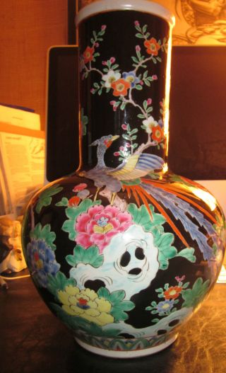 Monumental Antique Nippon Vase - Bird And Floral - Signed On Bottom photo