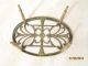 Antique Brass Oval Trivet Ornate Scroll Top Raised Footed Tea Pot Plant Stand Trivets photo 7