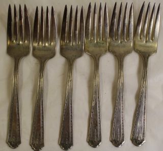 1930 Silverplate Majestic Mjc1 Salad Forks Set Of 6 photo