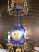 Vintage Brass & Cobalt Blue Murano Tulip & Bohemian Art Glass Chandelier Crystal Chandeliers, Fixtures, Sconces photo 11