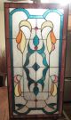 Antique Huge Art Deco Handmade Colored Stain Stained Glass Stylized Window Door 1900-1940 photo 2
