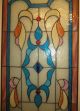 Antique Huge Art Deco Handmade Colored Stain Stained Glass Stylized Window Door 1900-1940 photo 3