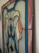 Antique Huge Art Deco Handmade Colored Stain Stained Glass Stylized Window Door 1900-1940 photo 5