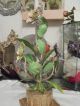 Pretty Vintage Italian Tole Lamp With Flowers Tag Made In Italy Toleware photo 1