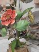 Pretty Vintage Italian Tole Lamp With Flowers Tag Made In Italy Toleware photo 5