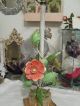 Pretty Vintage Italian Tole Lamp With Flowers Tag Made In Italy Toleware photo 6