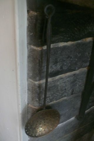 Antique Wrought Iron And Brass Hearth Ladle photo