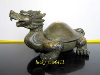 Ancient Chinese Bronze Turtle Statue photo
