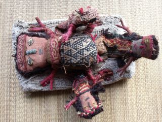 Antique Pre - Columbian Peruvian Cloth Midwife Chancay Dolls photo