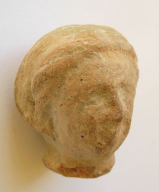 Roman Antiquity Woman ' S Head Face In Terracotta 32mm photo