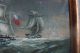 Maritime Painting British Frigates Working Crew,  Flags Artist Signed Ca.  1847 Folk Art photo 5