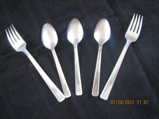 Vintage 5 Pc - Three Spoons,  Two Fork,  International Silver Co.  Hilton Hotel 1900s photo