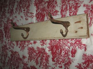 Antique Aesthetic Victorian Cast Iron Coat Or Hat 2 Hook Rack With Acorn Finials photo