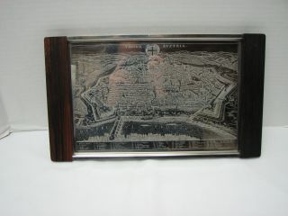 Vintage Grisoli Germany Stainless/wood Engraved Vienna Austria Tray Wall Pictur photo