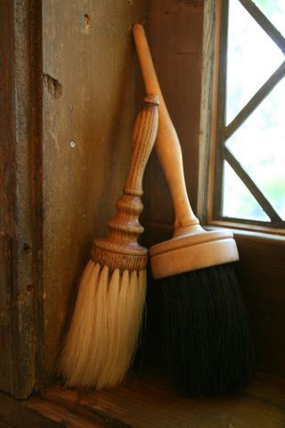 Antique Early American Amish Horsehair Paint Furniture Coat Hat Brushes (set 2) photo