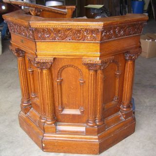 Oak Lectern / Podium Beautifully Carved,  From Church (m4) photo