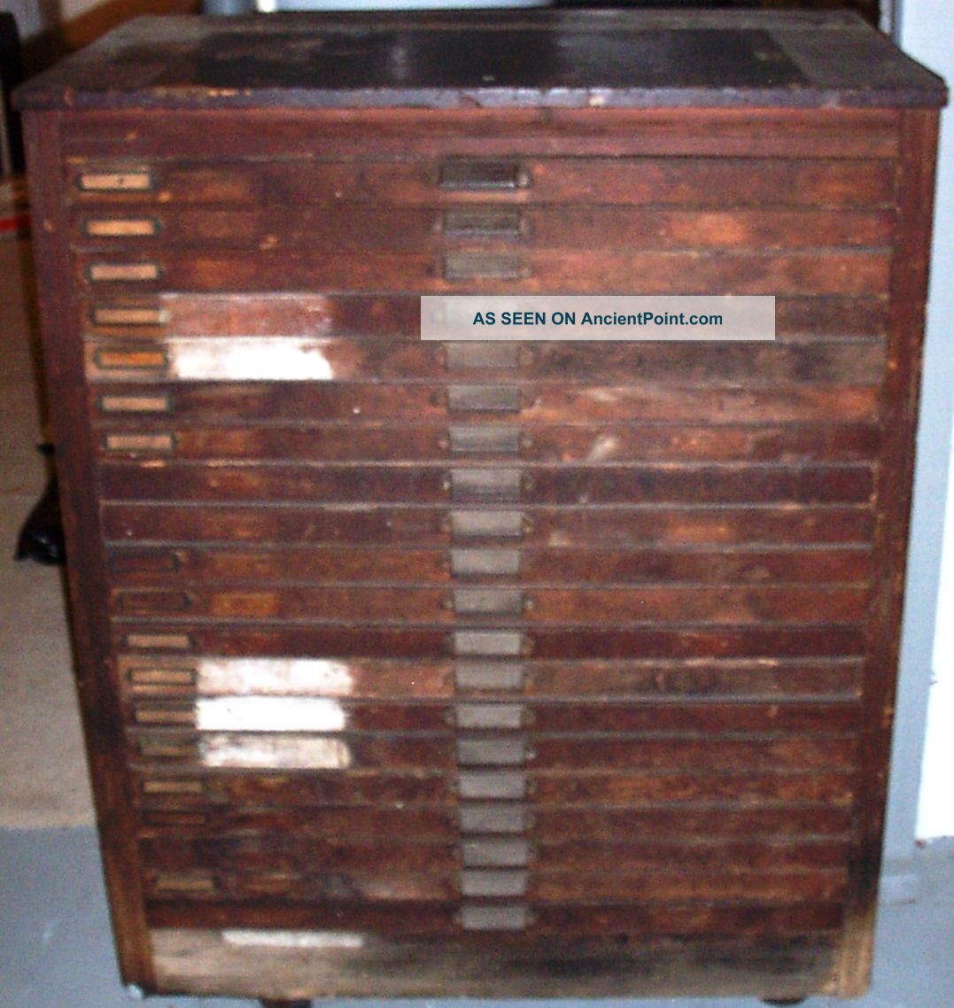 Hamilton Letterpress Printers Cabinet (un - Restored) Wood Built With 20 Drawers 1900-1950 photo
