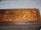 Vintage C.  1900 Colgate Barber Shop Shaving Soap Wood Box Sign Chair Pole Neat Barber Chairs photo 7