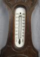 Antique English Aneroid Barometer & Thermometer Porcelain Faces Barometers photo 1