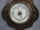 Antique English Aneroid Barometer & Thermometer Porcelain Faces Barometers photo 2