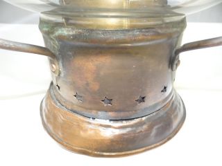 Antique Brass Copper Glass Globe Shade Kerosene Bridge Lantern Lamp Nautical? Nr photo