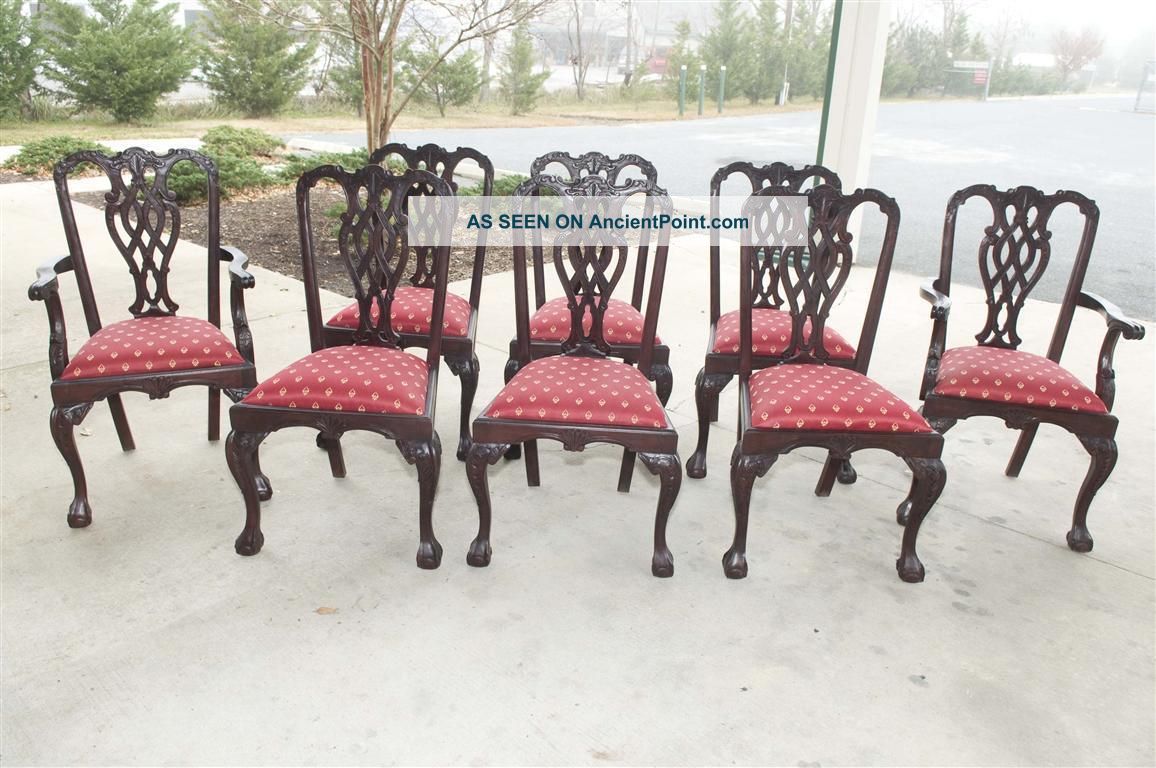 Chippendale Dining Chairs Set Of Eight Solid Mahogany 1800-1899 photo