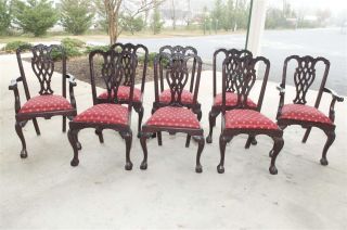 Chippendale Dining Chairs Set Of Eight Solid Mahogany photo