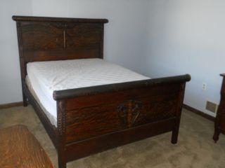 Antique Bed Full Size Tiger Oak Circa 1800 ' S Must See photo