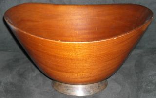Eames Mid Century Modern Wooden Salad Bowl W/ Wallace Sterling Base Scarce photo