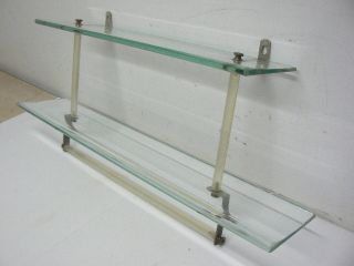 Vintage Glass & Lucite Wall Shelf With Towel Bar,  24 