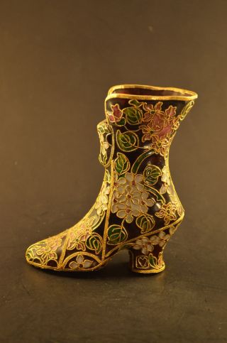 A Vintage Chinese Bodiless Cloisonne High Boots photo