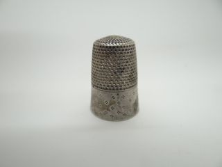 Antique Old Sterling Silver Floral Pattern Sewing Seamstress Thimble Tool photo