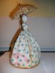 Antique Pincushion/half Doll Nite Light With Skirt&parasol On Frame With Light Pin Cushions photo 4