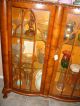 Ca.  1860 Victorian Walnut Queen Anne Collectible Locking Curio Cabinet 1800-1899 photo 3