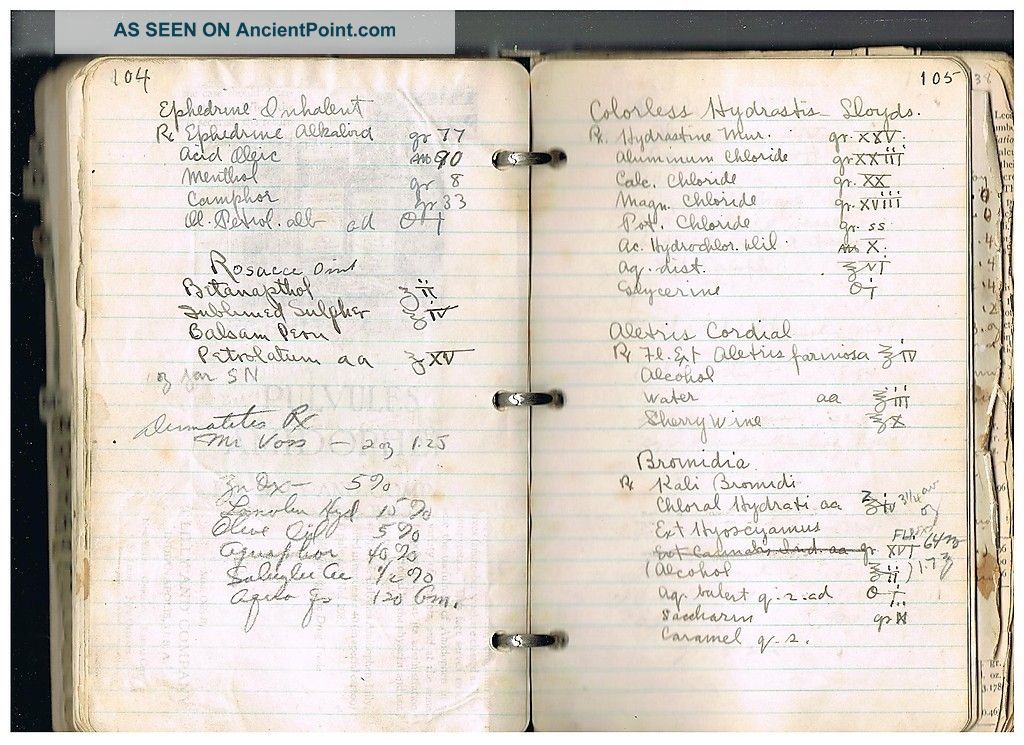 Antique Hand Written Pharmacist Notes And Formulas Other photo